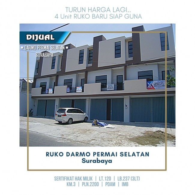 4 Unit Ruko Darmo Permai Selatan, Surabaya - Brand New SHM