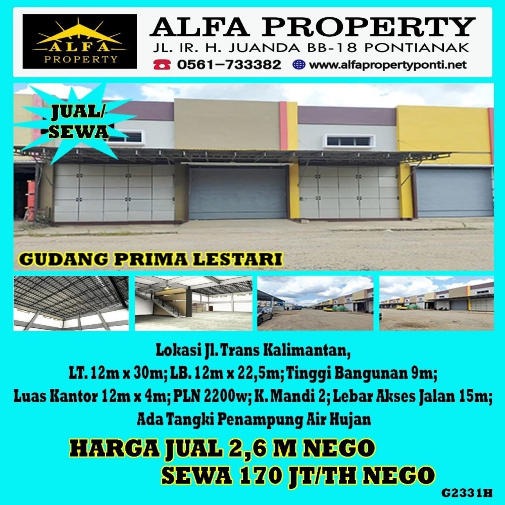 Alfa Property Gudang Prima Lestari Trans Kalimantan Kota Pontianak