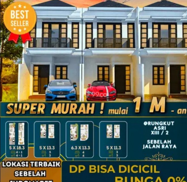 NEW GRESS !! Rumah Baru 2 lt Rungkut , dekat MERR, sebelah Indomaret. Jual Murah , Full furnish