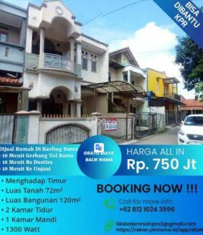 Dijual Rumah Harga All In Murah 2 Lantai Dekat Tol Baros