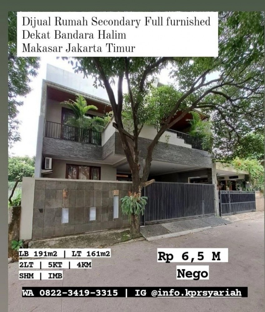 Rumah full furnished dekat bandara Halim Makasar Jakarta Timur