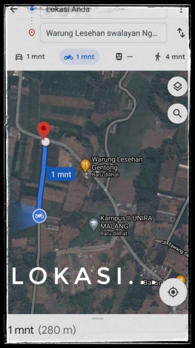 Tanah Ukuran 60 Pinggir Jalan Palaan Ngajum Malang